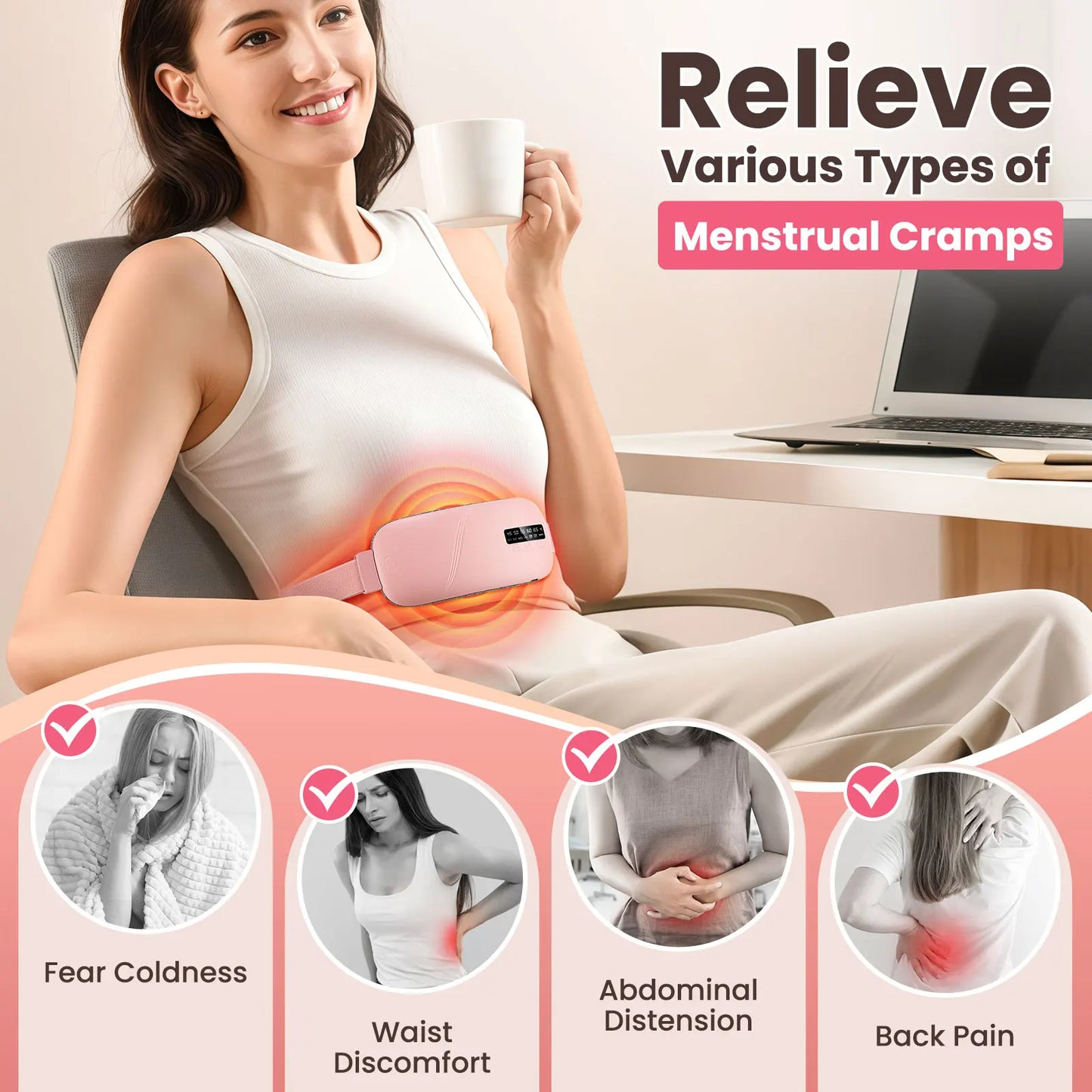 Heating Pad Women Period Pain Cramp Relief Belt