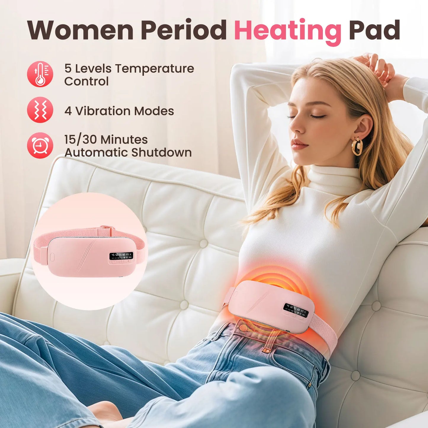 Heating Pad Women Period Pain Cramp Relief Belt
