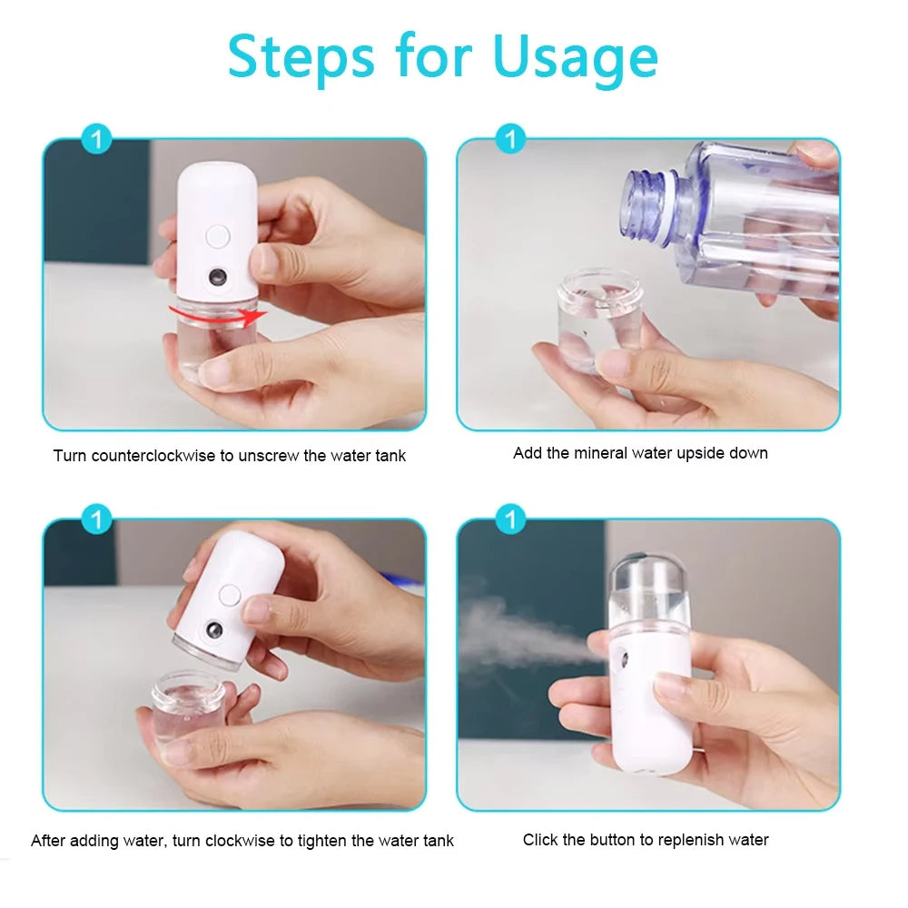 Mini Nano Face Steamer Or Sprayer Rechargeable (random Color)